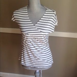 Gray and white striped shirt